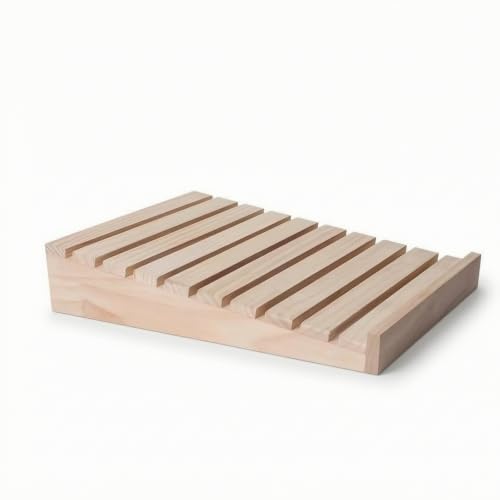 Banja panaría resistente expositor de bufés de madera con listones de 50x35x9cm 2