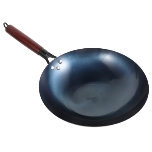 Wok de Hierro con Fondo Redondo 12 Pulgadas con Mango de Madera miniatura 1