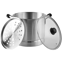 IMUSA USA Steamer with Glass Lid 20-Quart, Silver