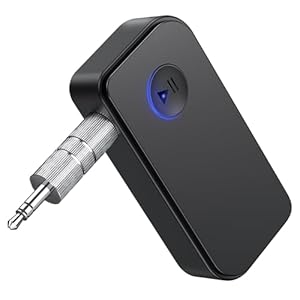 APEKX Bluetooth 5.3 Receiver for Car, Home Stereo, Speakers, and Headphones – 3.5mm Wireless Adapter with 10 Hours of Continuous Music Streaming and Playtime (Black)