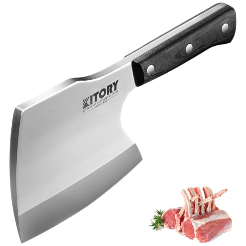Kitory Feuille de Boucher 16cm, Couteau Hachoir Lourd pour Viande Congelée et Gros Os, Lame Extra-Épaisse 7mm Forgé, Acier 7Cr18MoV, Manche Pakkawood,...