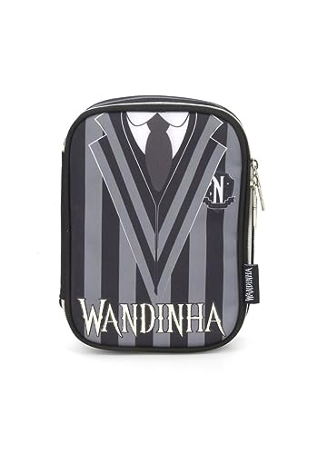 Estojo escolar Feminino 100 lápis Wandinha (Preto)