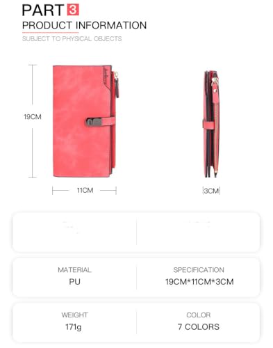 Women's Faux Leather Wallet, 26 Card Slots, 1 Zipper Pocket,3 Fold Large Capacity,Instant Magnetic Buckle,Handhold Long Purse For ID Card Bank Card Money Organization(6.26x4.15in) (Navy)2