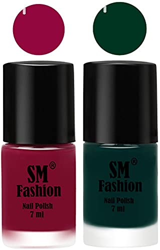 Image of Long Lasting Nail Polish | Nail Paint Combo 7 ml Each) - Set of 2 Cherry Blossom-Dark Green