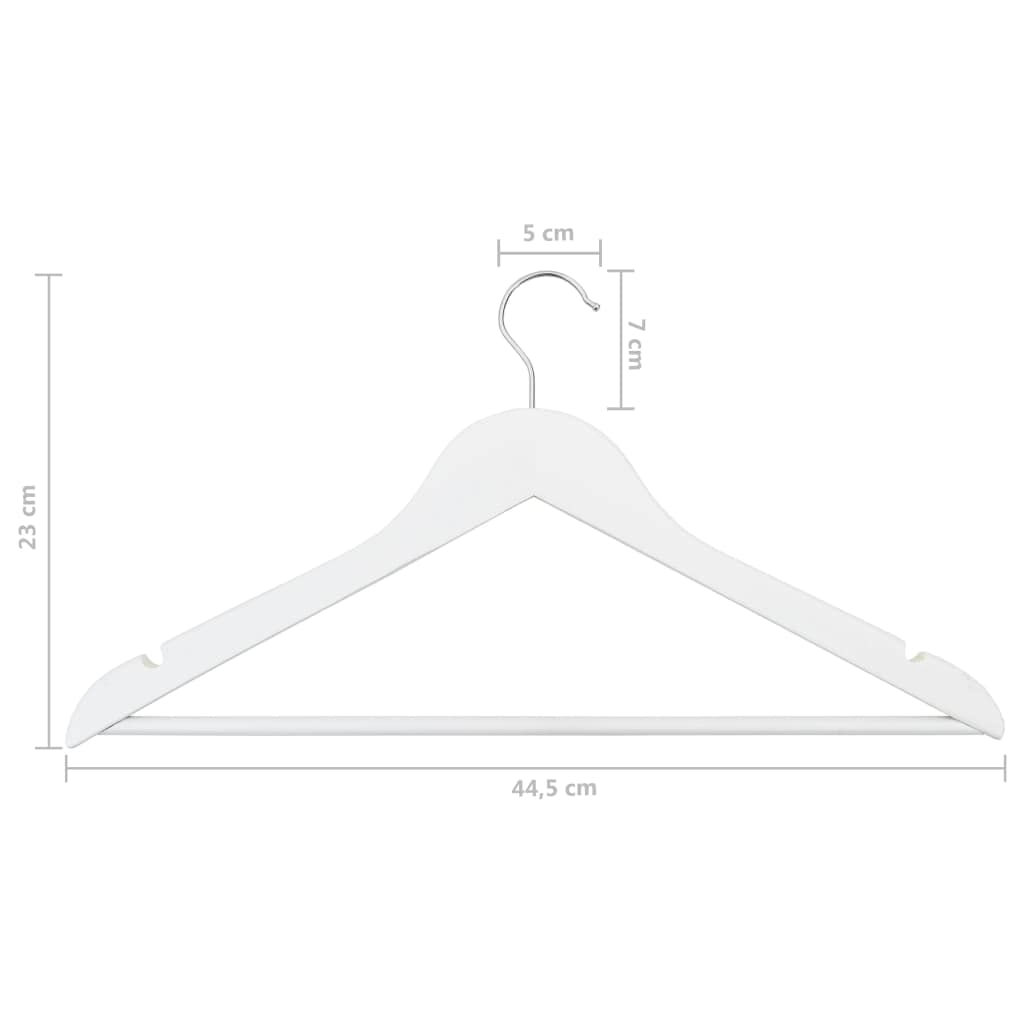 Juego de 100 perchas de madera dura blanca con gancho giratorio de 360°, ranuras antideslizantes y barra cilíndrica para colgar pantalones, sábanas y mantas sin arrugas.