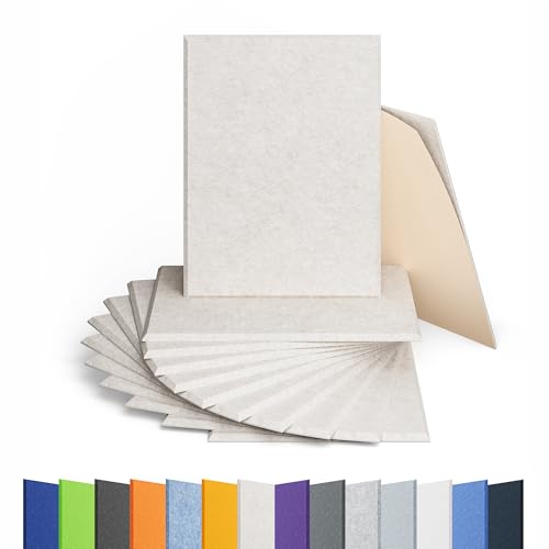 Image of 12 Pack Rectangle Acoustic Panels Self Adhesive Sound Proof Foam(Beige) | High density sound acoustic panels, 16 x 12 x 0.4 in 4:3 acoustic wall panels for home, office, recording, and more