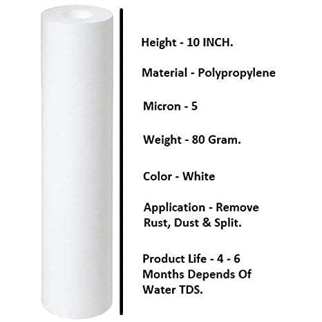 Aqua 5 Micron PS-05 10" PP Spun Filter Candle Set, 10 cm, Pack of 2 2