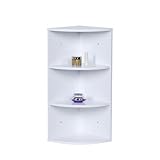 Relaxdays Eckregal, 3 Ablagen, Badregal, hängend oder stehend, platzsparend, HBT: 62x35x25 cm, Küchenregal, MDF, weiß