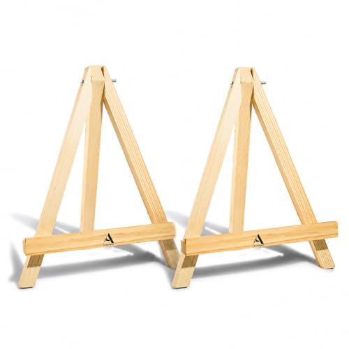 Image of Wooden Mini Easel Stand 10 inch for Painting & Display Purposes Small Handmade 10 Inch Canvas Stand for Painting, Presentations and Display Purposes (10 inch Set of 2)