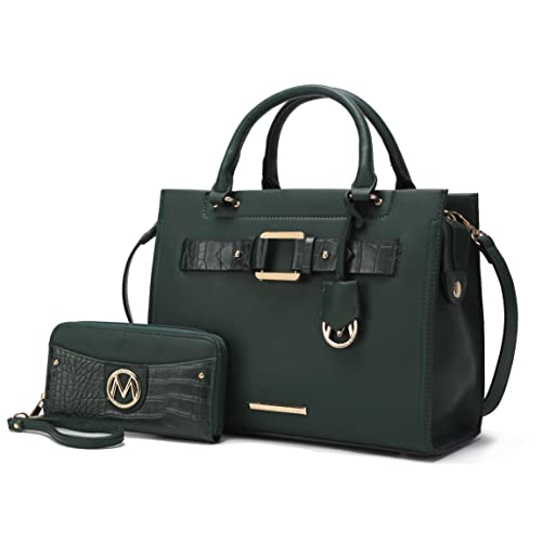 Image of MKF Collection Crossbody Tote Bag for Women & Wristlet Wallet Purse Set - PU Leather Top-Handle Satchel Shoulder Handbag