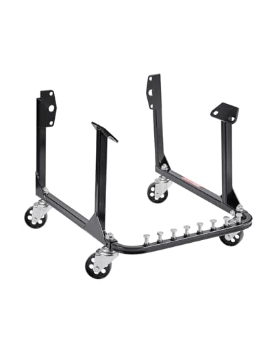 VEVOR Support Moteur d’Atelier Capacité de 340 kg, Chariot de Manutention pour Moteur en Acier, avec 4 roulettes Pivotantes et 4 Positions de Crochet,...