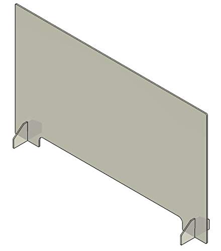 Plexiglass Sneeze Guard - 48w x 28h Protective Freestanding Shield Guards Against Sneezing and Coughing/Transaction Window for Offices and Stores / 1/4 Thk (21w X 2.5h CUTOUT)
