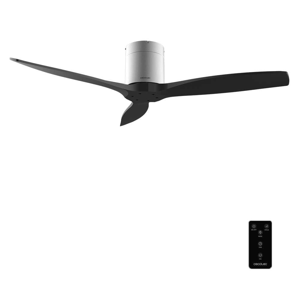 Cecotec Ventilateur de Plafond avec Télécommande de 52" EnergySilence Aero 5400 Classic Iron&Black. Moteur DC 40W, 3 Pales, 6 Vitesses, Minuterie jusqu'à 8h, Mode Hiver/Été