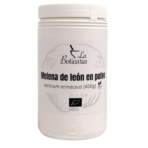 La Boticaria. Melena de león BIO en polvo (400g). Hericium erinaceus. Lions mane. Hericium erinaceus. 100% puro. by MundoReishi (400)