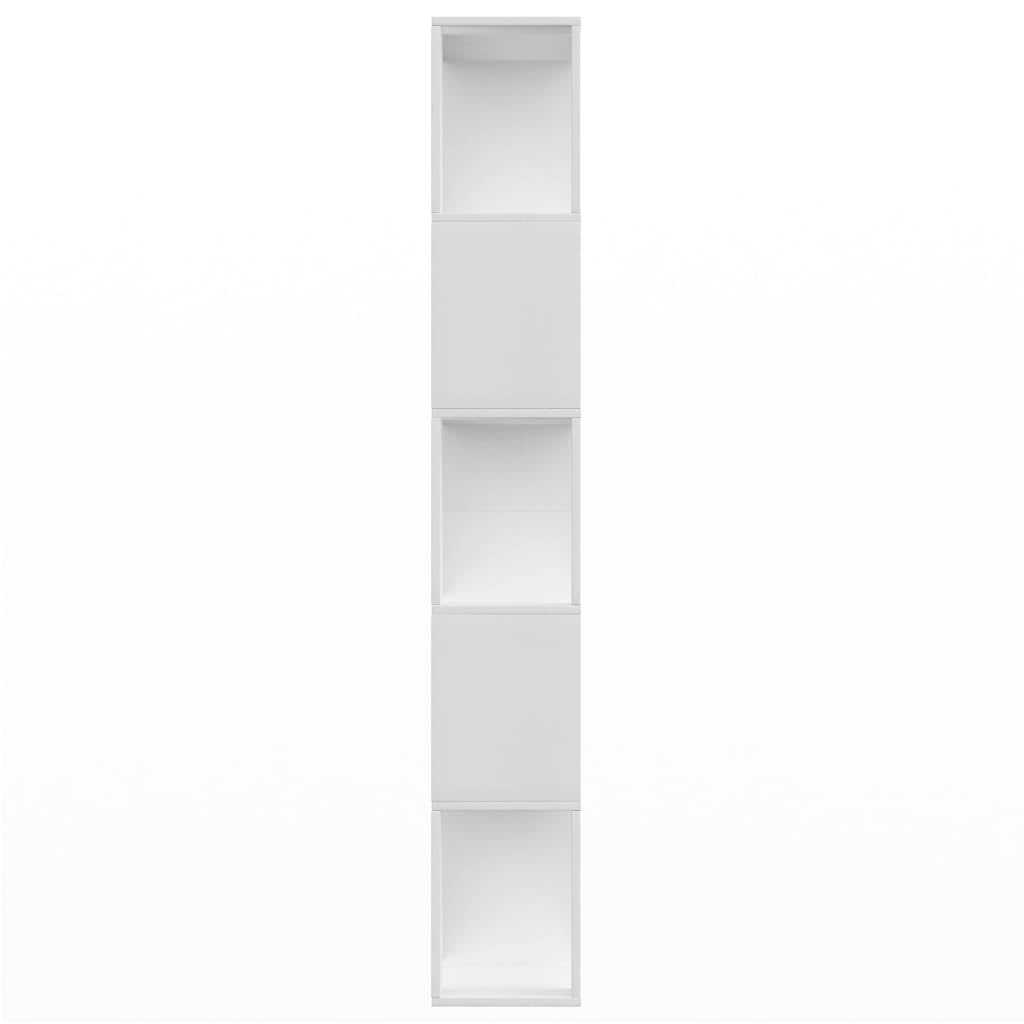 Biały regał na książki, ścianka działowa, 80 x 24 x 159 cm, materiał drewnopochodny, z 5 półkami, uniwersalny organizer Cube Storage do salonu, biura, korytarza