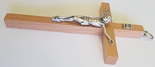 Crucifijo de pared en madera de haya con cuerpo de Cristo tallado a mano para hogar 5
