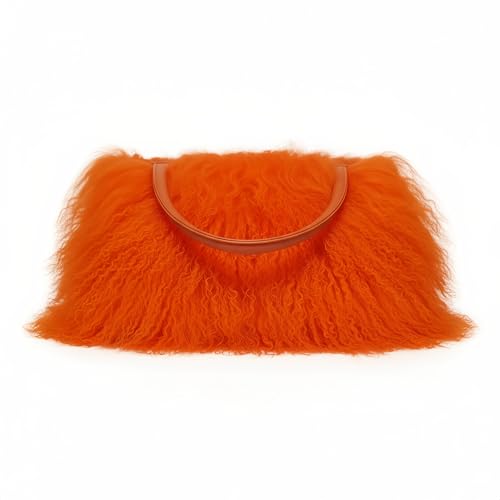 Image of Women Luxury Real Lamb /Mongolian Flush Wool Fur With Genuine Leather Handles Handbag