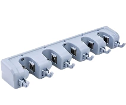 Firtaza 5 Slot Position with 6 Hooks Garage Storage up to 11 Organizer Tools Strong Mop and Broom Holder - 5 Slots with 6 Inbuilt Hanging Hooks (Standard).-image-29