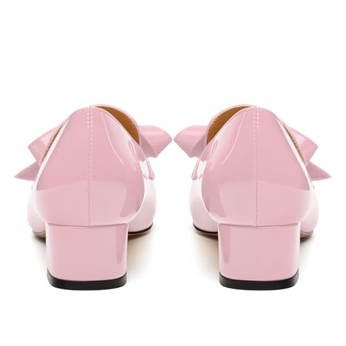 Image of Womens Loafer with Heel, Comfortable Chunky Heels for Women, Loafers Shoes with Bowknot Womens Bunion Dress Shoes