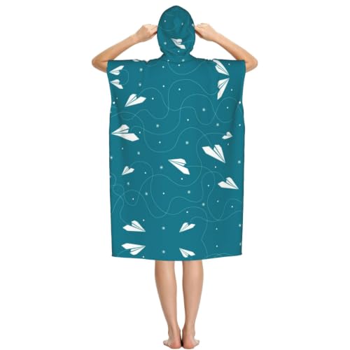 Poncho à capuche microfibre léger avec imprimé graphique avion