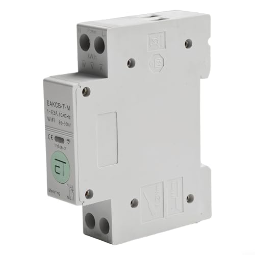 Disjoncteur WiFi 2P 16A DIN Rail Mount, télécommande via application, commande vocale compatible avec haut-parleurs, surcharge court-circuit