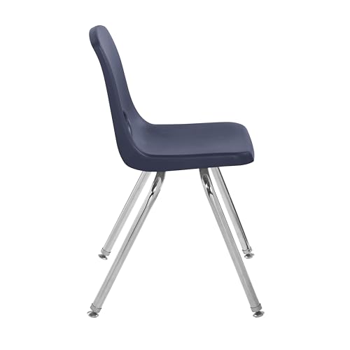 Image of FDP 16 inch School Stack Chair, Stacking Student Seat with Chromed Steel Legs and Nylon Swivel Glides For In-Home Learning or Classroom - Contemporary /Purple (4-Pack), 14008-CTPU