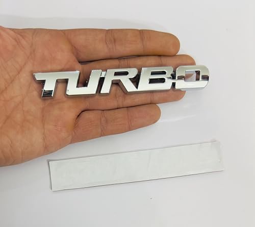 Image of Emblems for Car & Bike Metal Lo.go and Grill Me.tal Lo.go, Auto Accessories for Car Emblem 3D Badge Auto Racing Sport Sticker Grand Tourer Decal. (Chrome Turbo Logo)