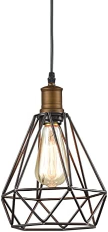 YUBOLE Oil Rubbed Bronze Pendant Light Art Deco Industrial Mini Loft Kitchen Bar Restaurant Polygon Pendant Light Fixture