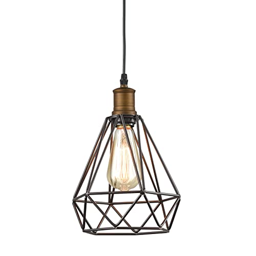 Yubole Oil Rubbed Bronze Pendant Light Art Deco Industrial Mini Loft Kitchen Bar Restaurant Polygon Pendant Light Fixture #TOP22