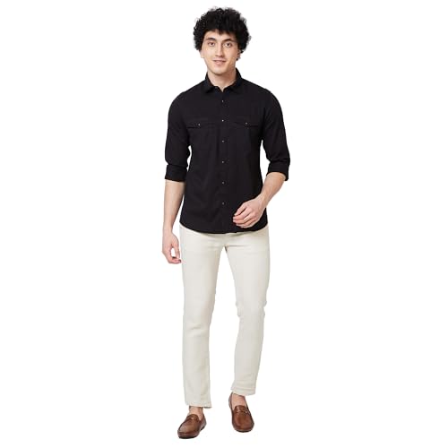 Image of Spykar Men's Regular Fit N /A Full Sleeve Solid Casual Shirts