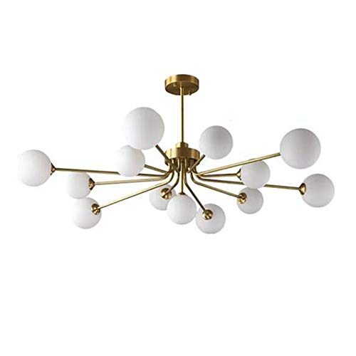 Lámpara 6 Luces estilo mediados de siglo con acabado dorado brillante