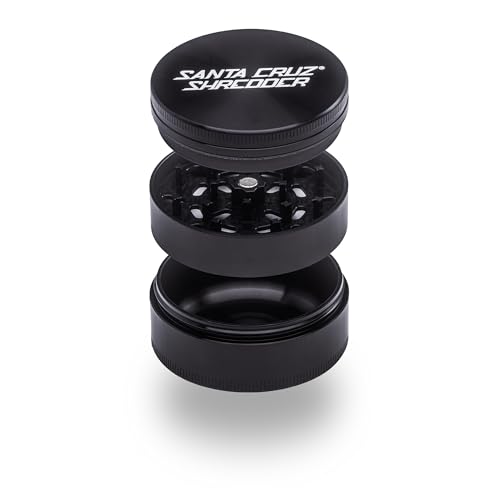 Santa Cruz Shredder Metal Herb Grinder Knurled Top for Stronger Grip 3-Piece Large 2.7' (Black)