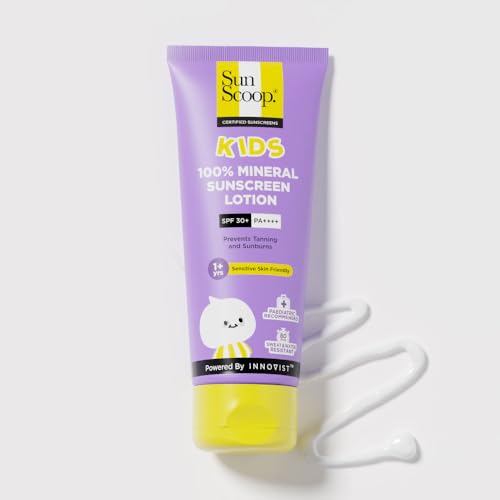 Image of SunScoop Kids 100% Mineral Sunscreen Lotion SPF 30+ PA++++ Broad Spectrum | For 1+ Years | Paediatrician Recommended | Prevents Tanning & Sunburn | Sweat & Water Resistant | for Sensitive Skin (75 gm)