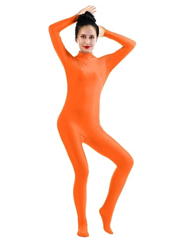 Sheface Unisex Full Body Zentai Unitard Spandex Bodysuit for Adults (Orange Medium)