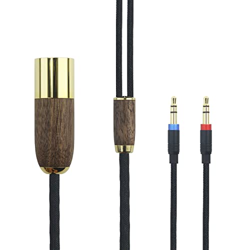 NewFantasia 4-pin XLR Balanced Cable 6N OCC Copper Silver Plated Cord Walnut Wood Shell Compatible with Hifiman Sundara, Ananda, Arya, HE400SE, HE4XX, HE-400i Headphone (2 x 3.5mm Version) 2.1m