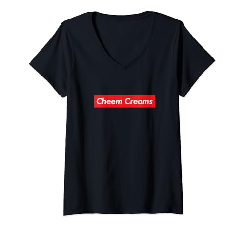 Femme Cheem Creams Fausse orthographe Drôle Fromage à la crème Mauvaise orthographe T-Shirt avec Col en V
