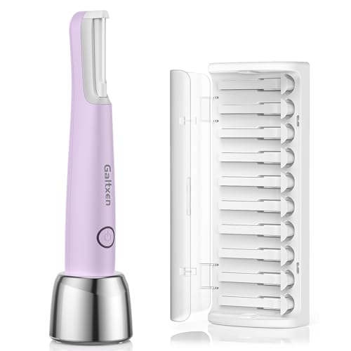 Sonic Dermaplaning Tool for Women, Rechargeable Face Dermaplane Razor Sonic Edge Technology for Facial Hair, Exfoliating and Peach Fuzz, 10 Refill Blades Purple