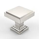 AOOTOCH 2 Pack 1.2 Inch Brushed Satin Nickel Cabinet Knobs Square Kitchen Cabinet Knobs Zinc Cabinet
