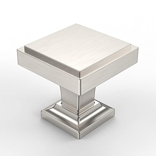 Aootoch 2 Pack 1.2 Inch Brushed Satin Nickel Cabinet Knobs Square Kitchen Cabinet Knobs Zinc Cabinet Hardware Kitchen Knobs For Cabinets Drawer Knobs Dresser Knobs #TOP1