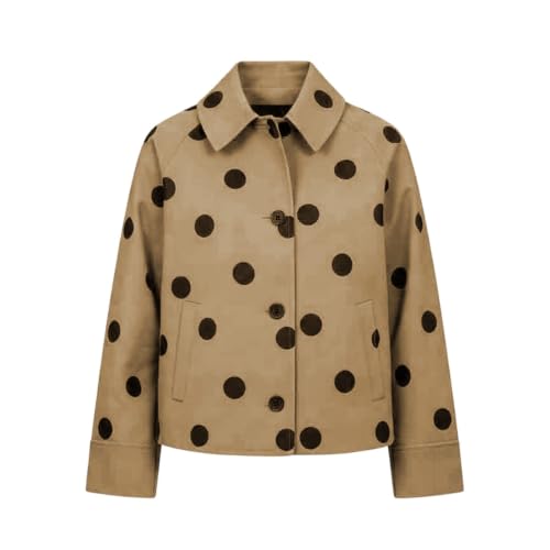 Cropped Jacket Women Polka Dot Collared Button Front Casual Fall Outerwear - image 5