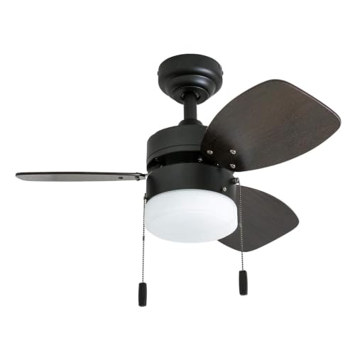 Honeywell Ceiling Fans Ocean Breeze Modern 30 Inch Ceiling Fan with Light, Pull Chain LED Indoor Fan with 3 Blades, Dark Brown Chestnut and Light Oak Blade Finish Options, Bronze (50602-01)