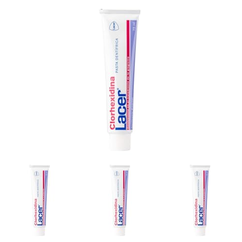 LACER CLORHEXIDINA - Pasta Dental 75ml, Tratamiento Coayudante de la Gengivitis y la Periodontitis, Implantología y Cirugía (Paquete de 4)