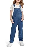 Haloumoning Girls Denim Overalls Kids Sleeveless Jumpsuits Rompers Crisscross Bib Overall with Pockets 5-14 Years