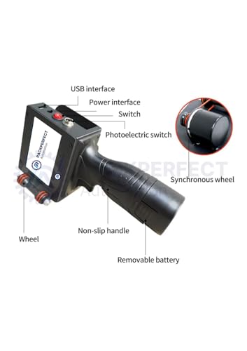 Image of PACKPERFECT Automation Handheld Thermal Inkjet Printer 12.7mm | Thermal Printing for Food Packets & Logos 600 DPI, Date & Barcode Printer for Bags & Plastic Surfaces