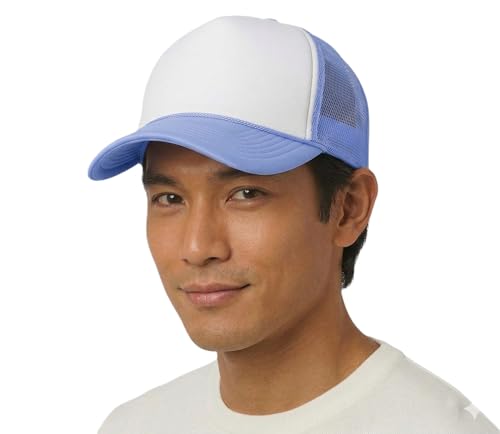 Image of NYFASHION101 Plain Mesh Trucker Hat - Breathable 6-Panel Daily Snapback Cap, Customizable Ideal for DIY Embroidery & Patches