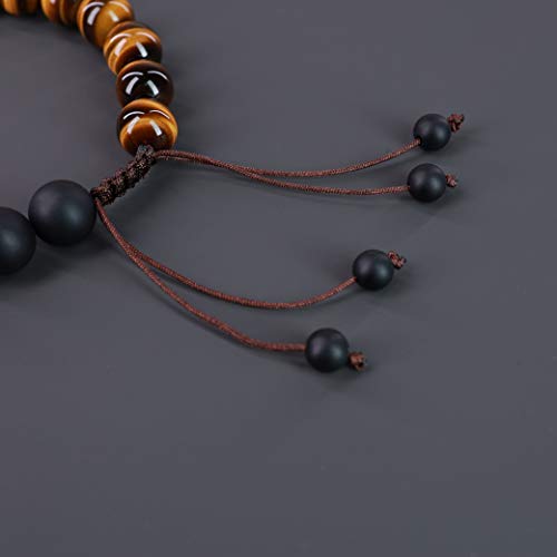 Coai Buddhist Reiki Healing Matte Onyx Tiger Eye Prayer Stones Bracelet #TOP5