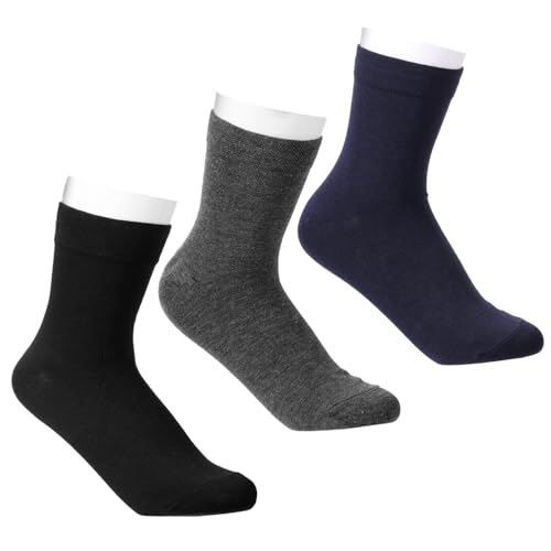 6 Pair Combed Cotton Socks Solid Extremely Dress Soft Thin Crew Sock Comfortable Non Binding Seamless Toe Sock for Business Trouser Casual Womens
