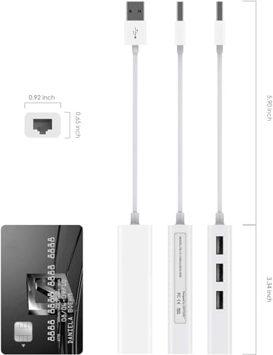 Image of USB HUB USB Hub to 3 USB 3.0 & Gigabit Ethernet LAN RJ45, Network Adapter Compatible with MacBook Air /Pro (2009-2015), Surface, Chromebook, More Type A Devices, Stable Driver (USB to RJ45 HUB)