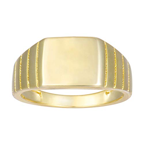 espere 18K Gold Plated Square Signet Pinky Ring | Lightweight Thick Statement Rings for Women Size 8 by espere - Used condition - US$6.74
