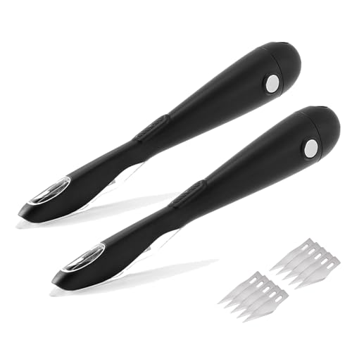 Gomake Wrapping Paper Cutter Knife, Gift Wrap Cutter With Blade Storage Box,Magnetic Vinyl Wrap Cutter Tool for Birthday/Christmas Paper Gift Wrapping Paper Roll,Backing Paper Cutter (Black)